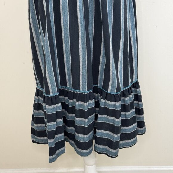 Saint Geraldine Polly Jean Midi Dress Size XS Melbourne Aqua Striped Pockets - Picture 5 of 15